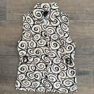VINTAGE 90s Carole Little Swirl Print Linen Vest - Psych / Whimsigoth 🌀